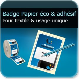 Carte avec rabat en plastique sécurisé Badge papier adhésif (compatible stylo & imprimante thermique)