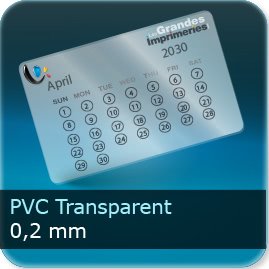 Calendriers PVC Transparent 0.2mm