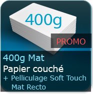 Cartes de visite 350g Mat Couché + Pelliculage Mat Soft Touch au Recto