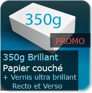 Cartes de visite 350g Brillant Couché + Vernis ultra-brillant au Recto et Verso