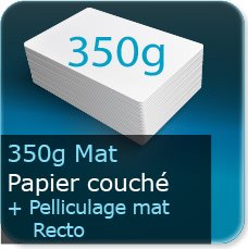 Dépliants / Plaquettes 350g Mat couché + pelliculage Mat au Recto