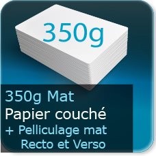 Dépliants / Plaquettes 350g Mat couché + pelliculage Mat au Recto et Verso