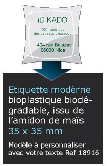 Autocollant & Étiquette Etiquette, zen attitude blanc brillant bioplastique, Format Carré 3,5x3,5 cm - modèle gris - biodégradable Issu de lamidon de maïs n18916- Livré en rouleau