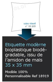 Autocollant & Étiquette Etiquette, zen attitude blanc brillant bioplastique, Format Carré 3,5x3,5cm - modèle personnalisable quadi - biodégradable Issu de lamidon de maïs n18919- Livré en rouleau