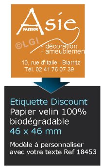 Autocollant & Étiquette Etiquette / autocollant discount en papier velin mat, Forme carré 4,6x4,6 cm - modèle Brun café - n18451- Livré en rouleau