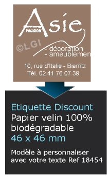 Autocollant & Étiquette Etiquette / autocollant discount en papier velin mat, Forme carré 4,6x4,6 cm - modèle marron - n18454- Livré en rouleau