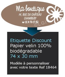 Autocollant & Étiquette Etiquette / autocollant discount en papier velin mat, Forme Ovale 7,4x3 cm - modèle marron - n18464- Livré en rouleau