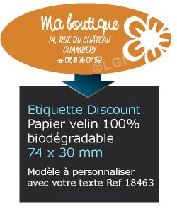 Autocollant & Étiquette Etiquette / autocollant discount en papier velin mat, Forme Ovale 7,4x3 cm - modèle Brun café - n18473- Livré en rouleau