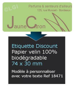 Autocollant & Étiquette Etiquette / autocollant discount en papier velin mat, Forme rectangle coins arrondis 7,4x3 cm - modèle Vert - n18471- Livré en rouleau
