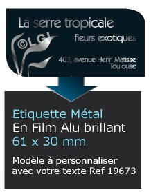 Autocollant & Étiquette Etiquette en métal brillant, Format Rectangle 6,1x3cm 2 coins arrondis - modèle noir  - (film alu biodégradable, fibre de bois de cellulose) n19673- Livré en rouleau