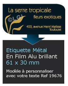 Autocollant & Étiquette Etiquette en métal brillant, Format Rectangle 6,1x3cm 2 coins arrondis - modèle Noir Or  - (film alu biodégradable, fibre de bois de cellulose) n19676- Livré en rouleau