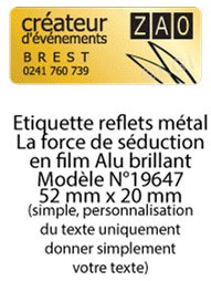 Autocollant & Étiquette Etiquette en métal brillant, Format Rectangle coins arrondis 5,2x2cm - modèle fond Or  - (film alu biodégradable, fibre de bois de cellulose) n19647- Livré en rouleau