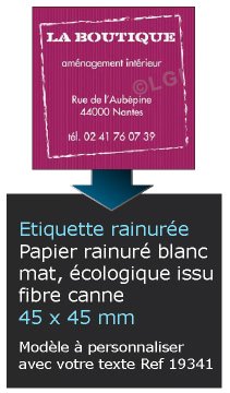 Autocollant & Étiquette Etiquette en papier rainuré mat, Format Carré 4,5x4,5 cm - modèle rose - n19341- Livré en rouleau