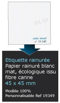 Autocollant & Étiquette Etiquette en papier rainuré mat, Format Carré 4,5x4,5cm - modèle personnalisé - n19349- Livré en rouleau