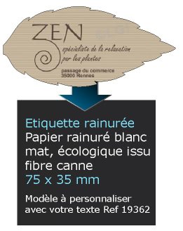 Autocollant & Étiquette Etiquette en papier rainuré mat, Forme feuille d'arbre 7,5x3,5 cm - modèle Gris - n19362- Livré en rouleau