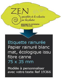 Autocollant & Étiquette Etiquette en papier rainuré mat, Forme feuille d'arbre 7,5x3,5 cm - modèle Vert foncé - n19366- Livré en rouleau