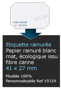 Autocollant & Étiquette Etiquette en papier rainuré mat, Format Rectangle 4,1x2,7cm - modèle personnalisé  -  n19319- Livré en rouleau
