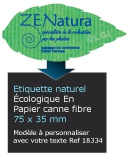 Autocollant & Étiquette Etiquette, tons naturel, modèle Feuille d'arbre 7,5x3,5 cm couleur vert, écologique en papier canne fibre n18334- Livré en rouleau