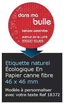 Autocollant & Étiquette Etiquette, tons naturel, modèle Rond 4,6 cm de diamère couleur rouge, écologique en papier canne fibre n18372- Livré en rouleau
