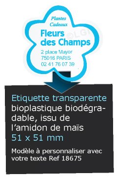 Autocollant & Étiquette Etiquette bio-plastique transparent brillant, forme Nuage 5,1x5,1 cm - modèle Bleu clair -  biodégradable Issu de lamidon de maïs n18675- Livré en rouleau
