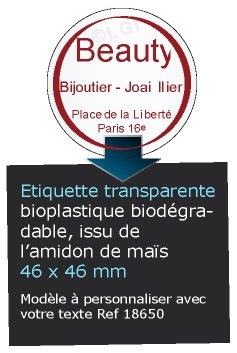 Autocollant & Étiquette Etiquette bio-plastique transparent brillant, Format Rond 4,6x4,6 cm - modèle rouge bordeaux -  biodégradable Issu de lamidon de maïs n18650- Livré en rouleau