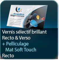 Flyers Pelliculage Soft Touch Mat au Recto + Vernis Sélectif Brillant au Recto et Verso