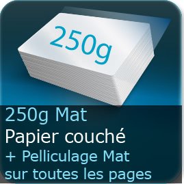 Menus 250g papier couche MAT + pelliculage MAT sur toutes les pages