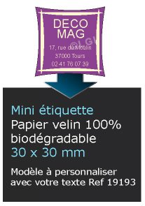 Autocollant & Étiquette Mini Etiquette / autocollant en papier velin mat, Format découpe spéciale carré 3x3 cm - modèle violet - n19193- Livré en rouleau