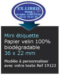 Autocollant & Étiquette Mini Etiquette / autocollant en papier velin mat, Forme ovale 3,6x2,2 cm - modèle bleu - n19122- Livré en rouleau