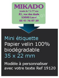 Autocollant & Étiquette Mini Etiquette / autocollant en papier velin mat, Forme rectangle coins arrondis 3,5x2,2 cm - modèle vert - n19120- Livré en rouleau