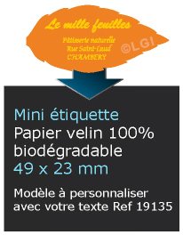 Autocollant & Étiquette Mini Etiquette / autocollant en papier velin mat, Forme feuille d'arbre 4,9x2,3 cm - modèle Orange - n19135- Livré en rouleau