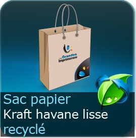 Sac Publicitaire Sac Papier  Kraft  Havane Lisse (papier recyclé)