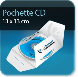 pochette rabat offset 13 x 13 cm pour CD - Ouvert 25 x 36,8 cm